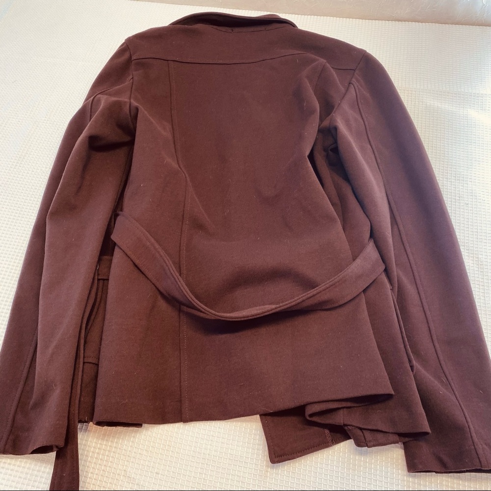 BCBGMAXAZRIA Retro Vibe Brown / Maroon Belted Jacket Size Large - Picture 13 of 16